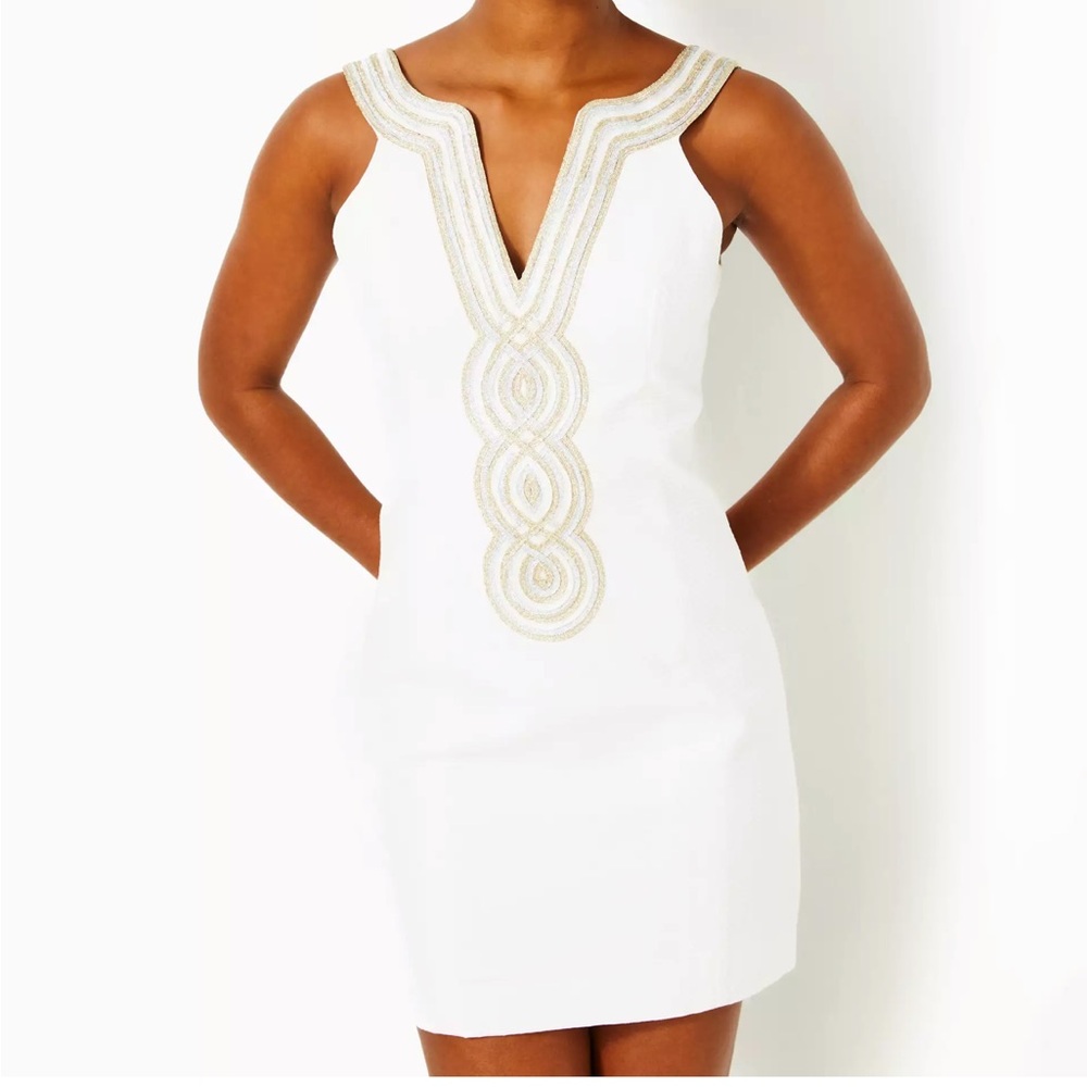 Lily Pulitzer, Valli Shift Dress in white, size 2.